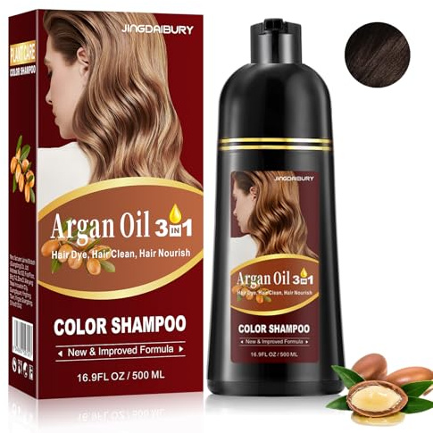 Fvquhvo Champú de tinte para el cabello, champú de vino tinto oscuro para cabello gris, champú de color instantáneo con aceite de argán, champú semipermanente para cabello rojo, color de cabello R