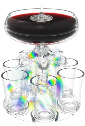 Lot de 1/6 distributeurs de verres à liqueur – Distributeur de liqueur à liqueur 6 pièces, 485 g, distributeur d'alcool en verre bio | Boisson à liqueur avec éclairage LED, accessoire de bar pour