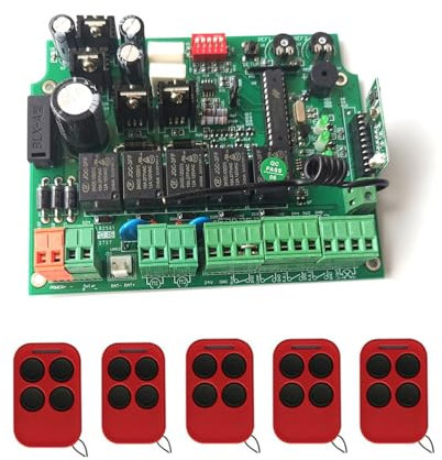 ZKLGS Moteur de Portail Coulissant, Panneau de Commande d'ouvre-Porte 24V, Carte mère PCB for Moteur de Porte battante à Double Bras pour Moteur de Portail Coulissant(3remotes)