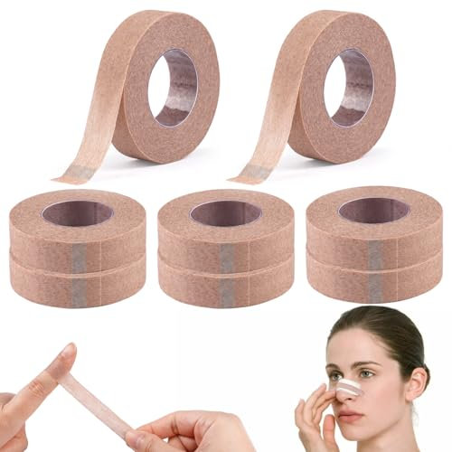8 Rollen Micropore Tape, 1,25 cm × 9,1 m Mikroporen Band Flexibles Hautband Atmungsaktives Nasenband Selbstklebendes Mullband Selbstklebender Verband für Wundverletzungen Schwellungen Sport(Hautfarbe)
