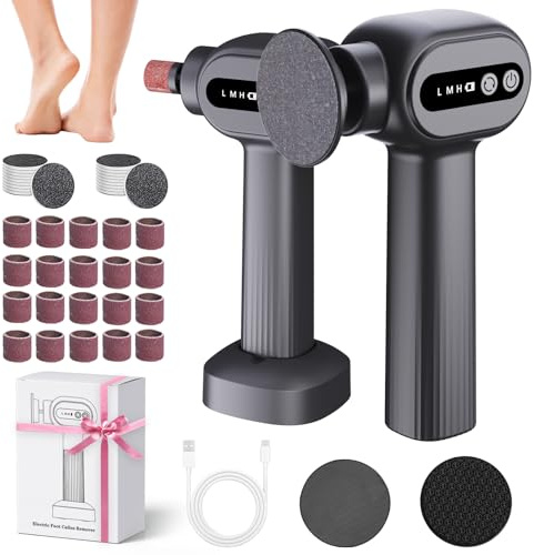 Bostar 6 Niveles Lima Electrica Pies Durezas, 2 en 1 Pedicura Profesional Callos con 42 Almohadillas de Repuesto Durezas Pies Eliminar per Muertas y Agrietadas (Negro)