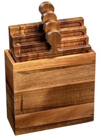 Derwrtup Bandejas De Servir para Fiesta - Presentación Moderna De Madera Tipo Puzzle - Tabla de Quesos y Embutidos con Asas | para Carne Fruta Queso Aperitivo Tarta Postre Cocina Hogar Mesa Fiesta
