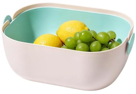 Sil med skål - 2 i 1 sgrönsaksavloppsdurkslag | Avtappningskorg för sallad Bär Jordgubbar Druvor Potatis Bönor och Broccoli Tvättpreparat