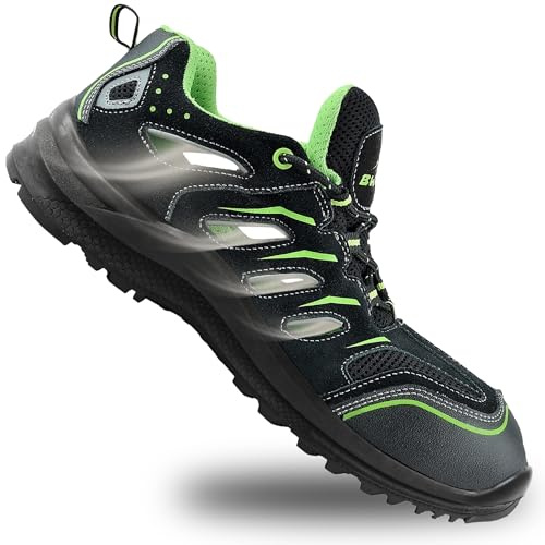 BWOLF Hawaii S1P Zapatos de Seguridad para Hombre Zapatos de Seguridad Mujer Impermeables, Resistentes Al Aceite, Antideslizantes, Tecnología De Agarre 4x4