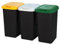 Tontarelli Inde Set 3 bidoni per il riciclaggio da 75 litri in totale realizzati in plastica 79 x 33 x 48 cm, nero, 77 x 32 x 47,5