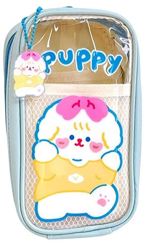 ZGCXRTO Kawaii Federmäppchen,Aesthetic Cute Pencil Case,Cartoon Tragbares Federmäppchen Durchsichtiges Federmäppchen Schulbedarf für Teenager-Mädchen Pencil Case