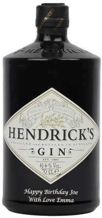 Personalised Hendrick's Gin Gift for Men, Customised Engraved Gin Bottle, Custom Engraving Gin for Men, Gift Ideas for Birthday, Xmas, Anniversary (70cl / 41.4%)