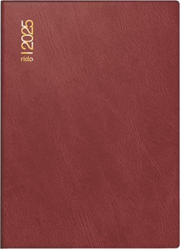 rido/idé Taschenkalender Modell Technik III (2025), 1 Seite = 1 Tag, A6, 384 Seiten, Schaumfolien-Einband Catana, bordeaux