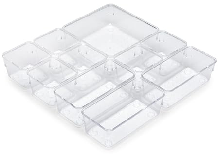 EMUCA - Kit de 10 Cubos organizadores para cajón, Plástico, Transparente