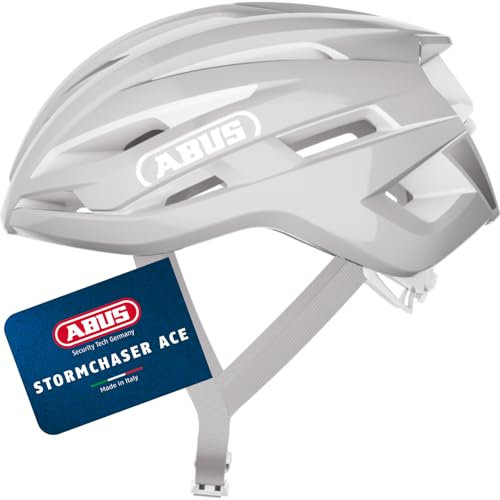 ABUS Rennradhelm StormChaser ACE - Leichter Fahrradhelm für Radrennen, Gravelbike-Touren und Cyclocross - für Damen und Herren - Größe M, Pure Grey