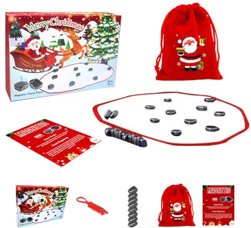 2025 Neu Magnetisches Schachspiel - Kampfschach Mit Magnetisch, Tisch-Magnetspiel, Magnetspiel,Kampfschach mit Magneteffekt, Tragbares Schachbrett Partyzubehör für Familientreffen und Reisen (Rot)