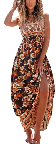 CUPSHE - Abito estivo da donna, con motivo floreale, senza maniche, abito maxi, con volant, lungo, con spalline, per il tempo libero, M
