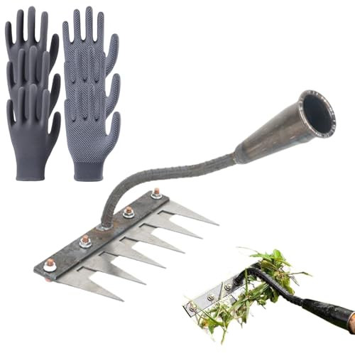 Genérico 5/6/7/8 dientes rastrillo de deshierbe, herramienta de rastrillo de deshierbe con mango, rastrillo de jardín de metal muy resistente, rastrillo para deshierbar/aflojar/semilla