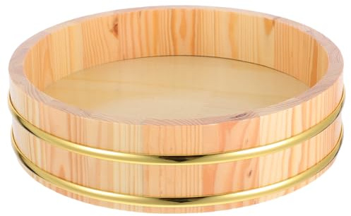 JECOMPRIS Cuenco de Madera para Arroz Sushi Hangiri con Dorado Cubo Japonés para y Almacenar Alimentos Recipiente Funcional para Cocina y Restaurante