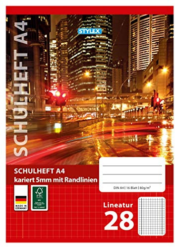 Stylex 29828-P25 – 25x skolhäfte, linjär 28, DIN A4, 16 blad, 80 g/m²