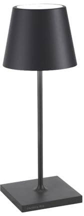Zafferano, Poldina Pro Mini Lampe, Kabellose, Wiederaufladbare Tischlampe mit Touch Control, Auch für den Außenbereich Geeignet, Dimmer, 2200-3000 K, Höhe 30 cm, Farbe Dunkelgrau