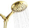 Aquarius Handbrause mit Schlauch – California-konform (1,8 GPM) Spa-Grade Handbrause mit 6 Sprüheinstellungen – verstellbarer Messingkugelhalter & Teflonband – poliertes Messing/Gold
