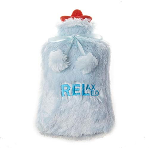 Bolsa Agua Caliente 2L | Bolsa Frío Calor | Hot Water Bottle with Cover | Saco Térmico con Funda Suave - Azul Claro