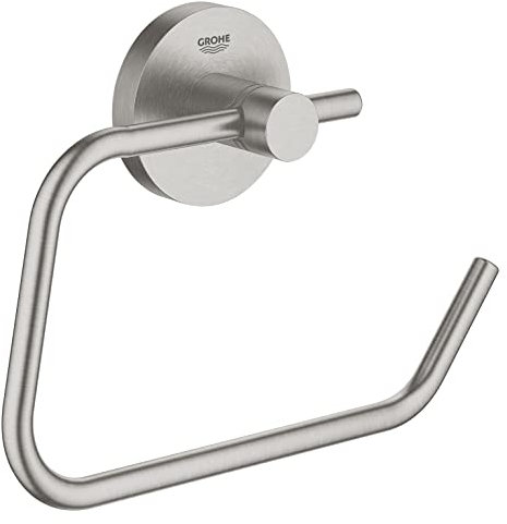 GROHE Start - Papierhalter (Material: Metall, verdeckte Befestigung, ohne Deckel, zum Kleben oder Bohren), supersteel, 41200DC0