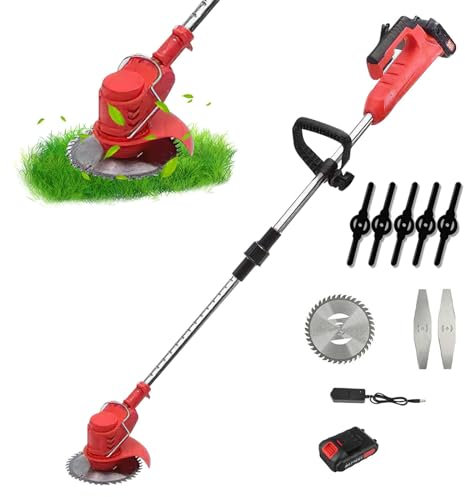 Tondeuse à Gazon éLectrique à Batterie, Tondeuse à Gazon Portative 21V, Tondeuse De Jardin sans Fil avec Barre RéGlable pour Une Tonte Rapide du Jardin, Batteries Et Chargeur Inclus (1 * Batterie)