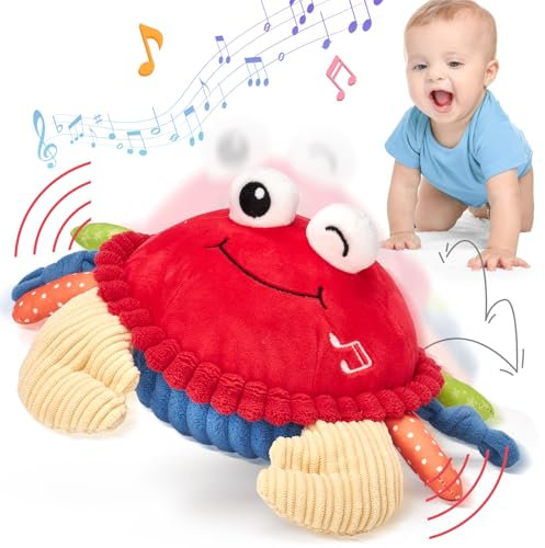 hahaland Sensory Toys for Babies - Musical Crawling Crab Toy Baby Toys 6-12 Months Fun Interactive Infant Montessori Toddler Toy 1 2 3 4 Year Old Boy Girl Birthday Gifts