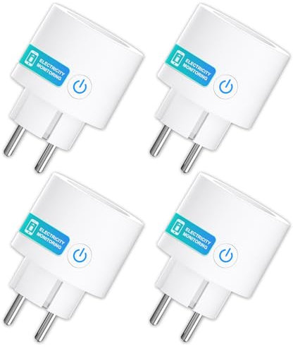 ANTELA Wi-Fi Enchufe Inteligente,Control Remoto por APP & VozCompatible con Alexa y Google Home, Tomada Inteligente con Temporizador,con Monitor de Energía,No Necesita HUB 2,4Ghz,4pcs
