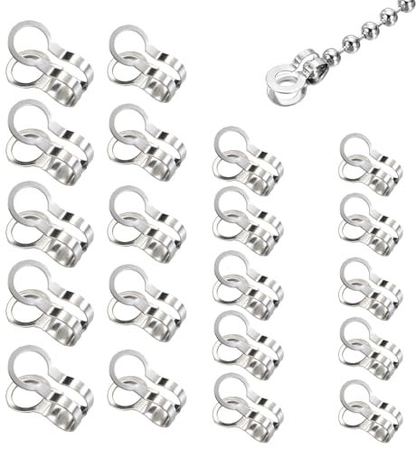 SagaSave Stainless Steel Bead Chain Clasps, 2.4/3/4/6mm Ball Chain Connector Double Ring Connectors Pull Loop Clamps (pack of 100)