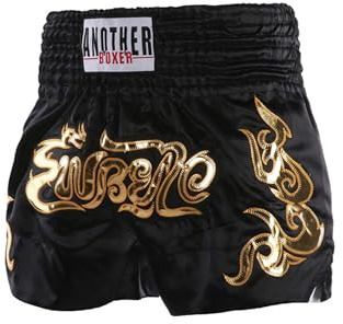 YOOJIA Pantalones Cortos Muay Thai para Niños Uniforme De Boxeo Pantalones Cortos De Lucha De Boxeo Ropa Deportiva Negro 13-14 años