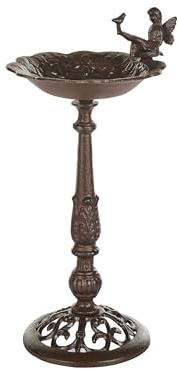Beliani Fontana per Giardino all'aperto Uccelli Ciotola Acqua mangiatoia Ferro Antico Decorativo Marrone allodola