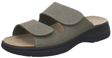AFS-Schuhe 3502 Mules confortables avec semelle interchangeable pour homme, en cuir, pantoufles de travail, fabriquées en Allemagne, kaki, 43 EU