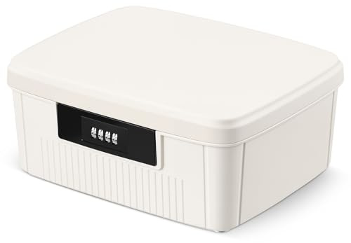 Esyhomi Locking Storage Container, Household 2 Layers Medicine Storage Box, Organizer Box with Combination Lock, Medication Lockable Container with Code for Kitchen Home, School, Office