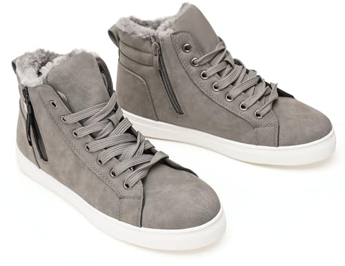 Calde scarpe invernali da donna foderate in pelliccia sintetica - Stivaletti da neve alla caviglia con lacci, sneakers alte antiscivolo per camminare, lavorare, arrampicarsi, ecc.-Dark Gray-39