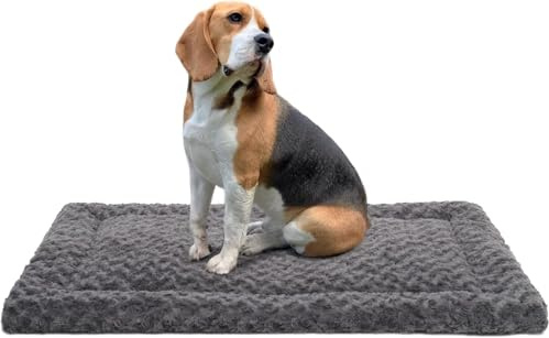 Exsnugy Waschbares Hundematte für Große Hunde,L 91×58 cm,Dunkelgrau