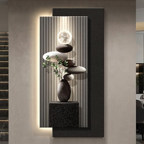 JHDXL Sandsten väggdekor, LED-ljus sandsten väggdekoration, modern sandsten dekorativ målning, för vardagsrum sovrum (svart 1,50 x 100 cm/19,7 x 39,4 tum)
