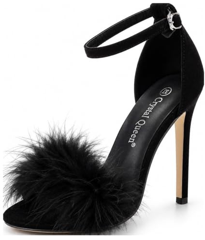 Pradize Sandales Talons Hauts Aiguilles 11 cm Femme - Bride Cheville Chic Soirée - Effet Glamour Et Maintien Stable