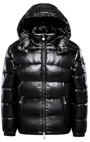 Dunjacka män kvinnor pufferjacka glänsande quiltad varm parkas kappa med huva vinter snö duntjocka jackor metall vinter långärmad svart pufferjackor
