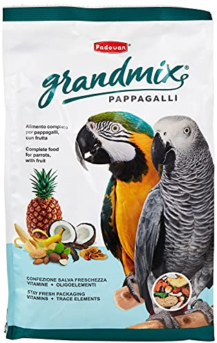 Padovan Grandmix Pappagalli - Alimento Completo per pappagalli - Miscela di Semi e cerali con Frutta - 2 kg