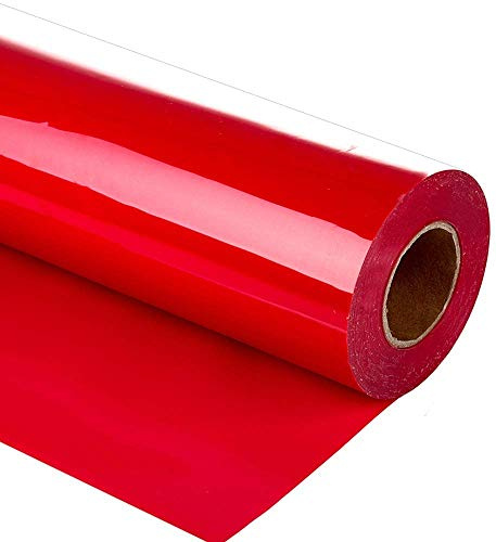 HIKENRI Vinile Termoadesivo per Tessuti 30.5×305 cm,Pellicola per Plotter in Vinile a Trasferimento Termico,Facile da Tagliare e Eliminare,Vinile Permanente per T-Shirt rosso