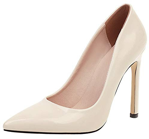 Zapatos de Vestir Mujer, Zapatos Tacón de Aguja Elegante Zapatos de Noche Tacón Alto Puntiagudo Zapatos de Fiesta Beige Talla 34 EU
