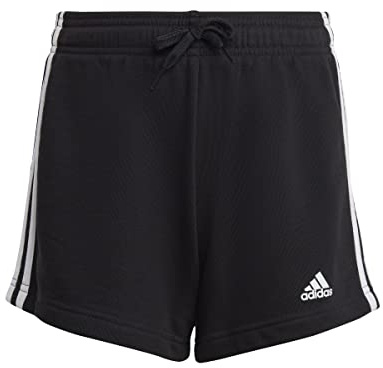 Adidas Niñas Essentials 3-Stripes Shorts, Black/White, 11-12 Years