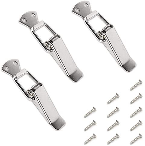 3 Pièce Fermeture a Levier, Fermeture à Ressort Loquet, Loquet à Ressort Bascule en Acier Inoxydable 57mm, Fermeture à Ressort en Acier Inoxydable, Avec 12pcs Vis, Pour Coffret, Boîte, Tiroir, Armoire