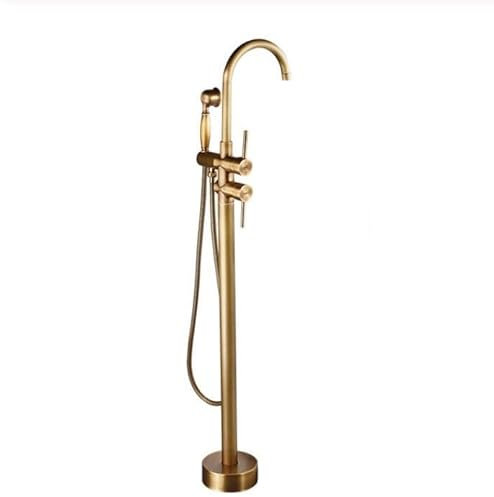 MRANADLDF Badewannenmischer, Badewannen-Waschtischarmaturen, Bodenmontage, schwarzes Messing, freistehendes Warm- und Kaltbad-Duschset, luxuriöse Handbrausearmatur(Antique2)