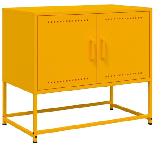 vidaXL Meuble TV Jaune Moutarde 68,5x39x60,5 cm Acier, Support TV, Buffet TV, Meuble multimédia, Banc TV, Armoire HiFi, Centre de Divertissement