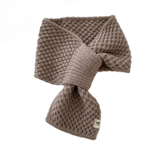 Bufanda de Cuello de Piel para Mujer - Pequeña, Tejida, de Ganchillo, Cálida para Otoño e Invierno - Moda (Khaki)