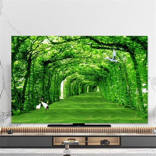 Hixingo Copertura Antipolvere per TV, Motivo Foresta 3D Copri Televisore 32-80inch Copertura Televisore Cover TV Copri TV Protezione TV Custodia Protettiva TV (40-43inch,Pianta verde)