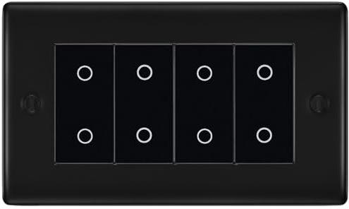 BG Nexus Matt Black Quad Secondary Touch Dimmer Switch Black Inserts NFBTDS4B