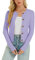 Enjyam Damen Strickjacke Elegant Langarm Rundhals Cardigan Leicht Bolero Jäckchen mit Knöpfe Weiche Strickweste Lila,S