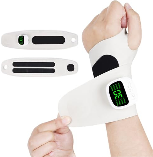 PPLDABNK Pulsera Térmica Inalámbrica con Función De Masaje, con Giro De 360°, 8 Modos Y 30 Niveles De Intensidad, Recargable por USB, Ajustable para Aliviar La Artritis (Izquierda/Derecha).,Blue