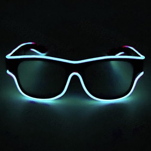 YUANYUYING Gafas LED, Gafas de Fiesta LED Inalámbricas, Recargables por USB - 3 Modos de Luz (Fijo/Lento/Destello Rápido) | Gafas de Sol Luminosas para Raves, Conciertos, Festivales (Blu ghiaccio)