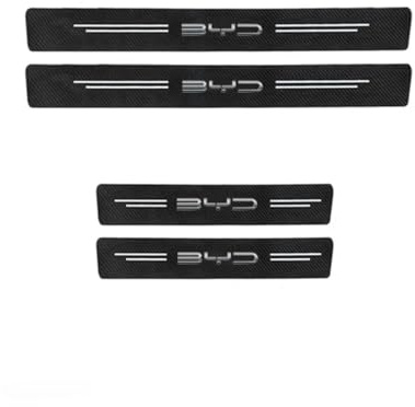 KHGFRX 4 PCS Coche Fibra Carbono Decoración estribos Pegatinas, para BYD ATTO 2 Umbral Puerta Antide Antiarañazos Protector Accesorios